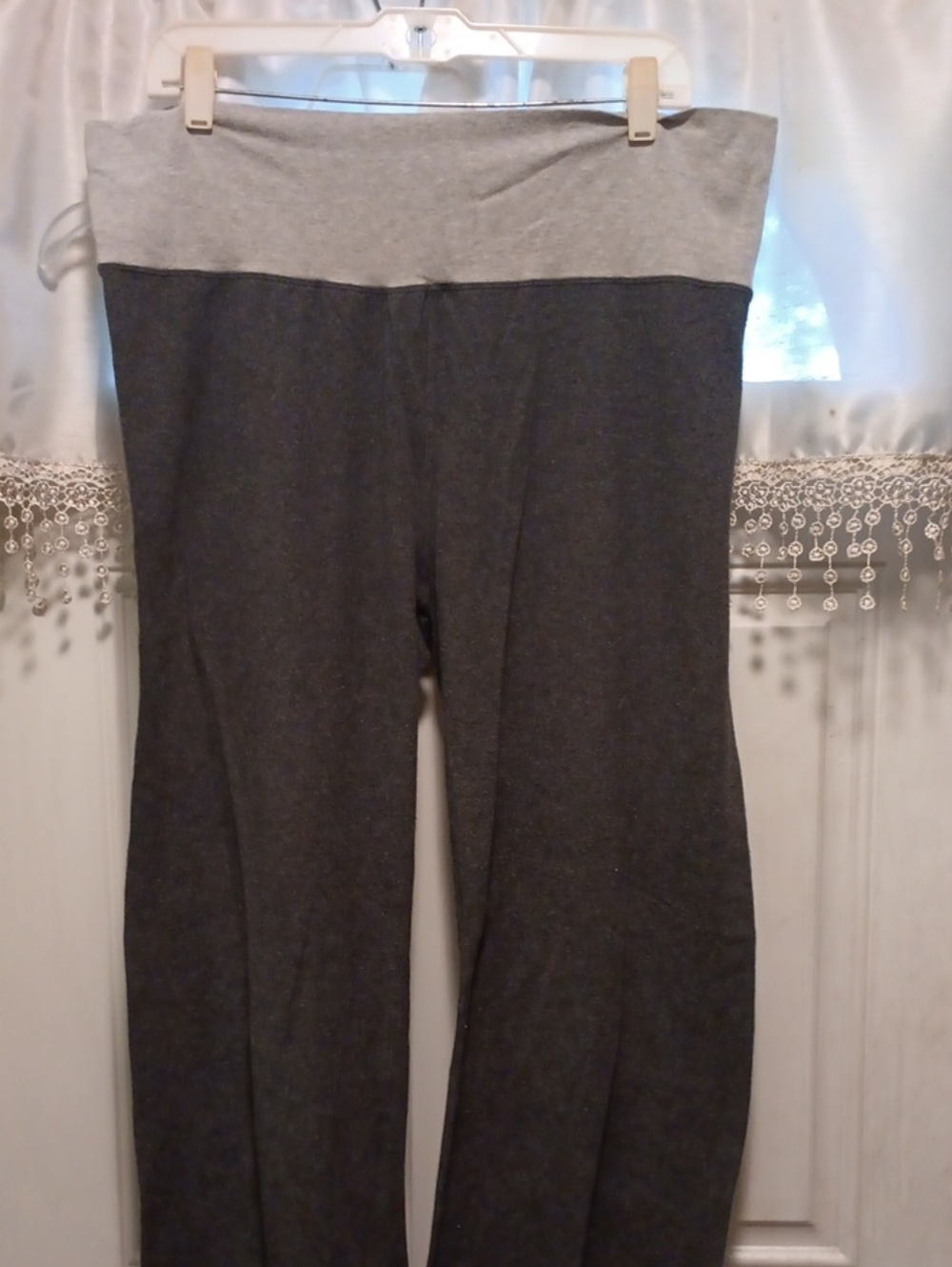 Bally Two-Tone Gray Fold-Over Waist Leggings